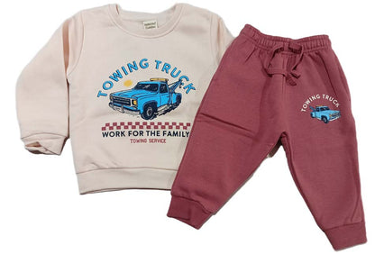 Kids Fleece Knit Full Length Winter Wear Suit - Peach