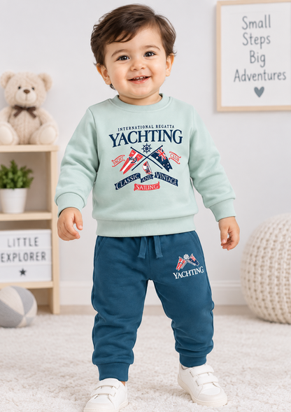 Cucu Cuddles Kids Winter Thermal Sweatshirt & Pant Set – Yachting Print | Cutypi