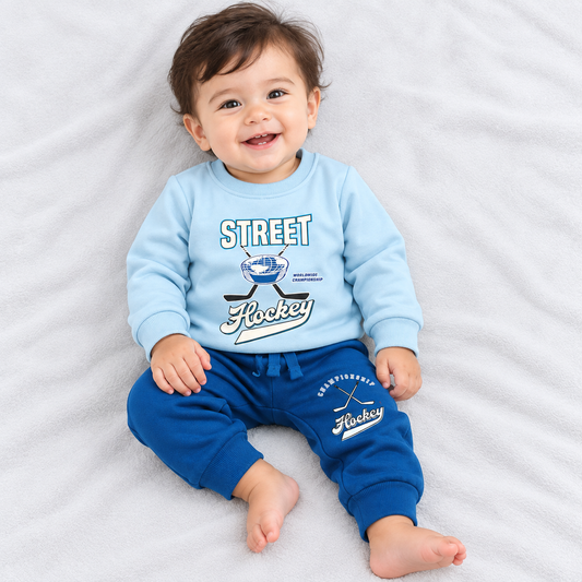 Cucu Cuddles Kids Winter Thermal Sweatshirt & Pant Set – Hockey Print