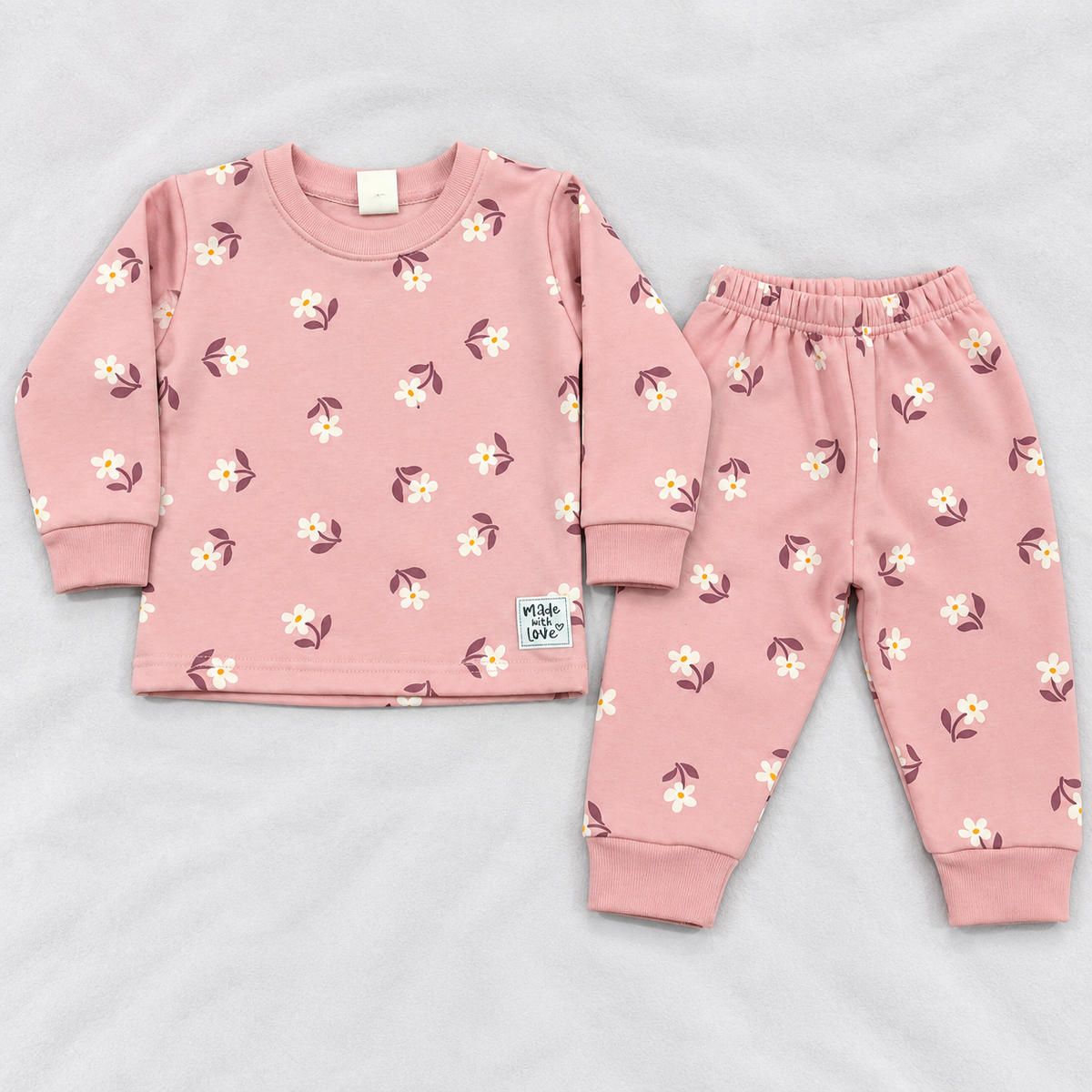 Cucumber Girls Winter Thermal Top & Pant Set – Pink Floral Print