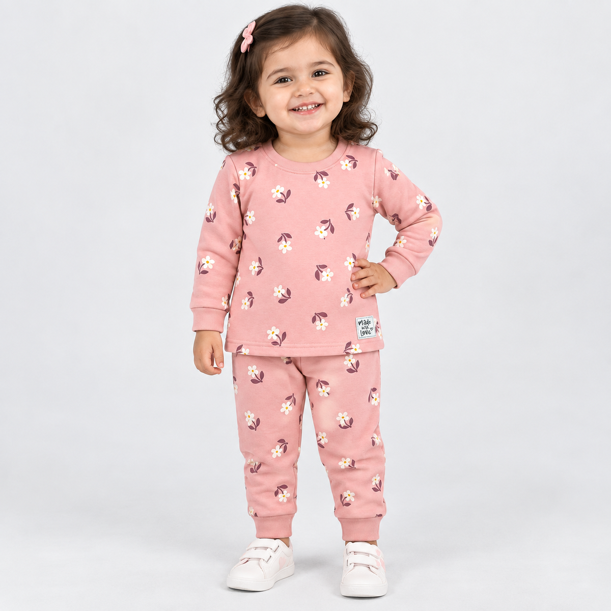 Cucumber Girls Winter Thermal Top & Pant Set – Pink Floral Print | Cutypi