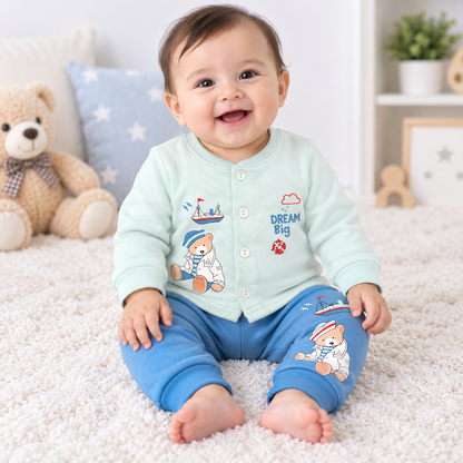 Cucumber Baby Winter Thermal Top & Pant Set – Cute Bear Sailor Print | Cutypi