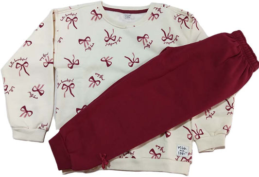 Baby Girls Floral Printed Fleece Full Length Winter Wear Suit - Cream