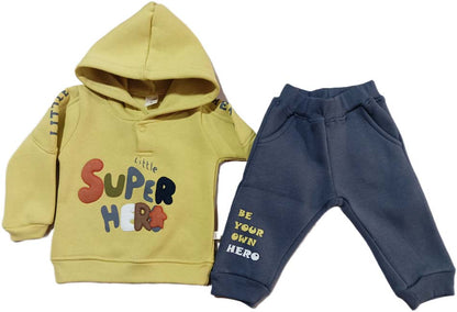 Baby Super Hero Fleece Hoodie with Pant - Green