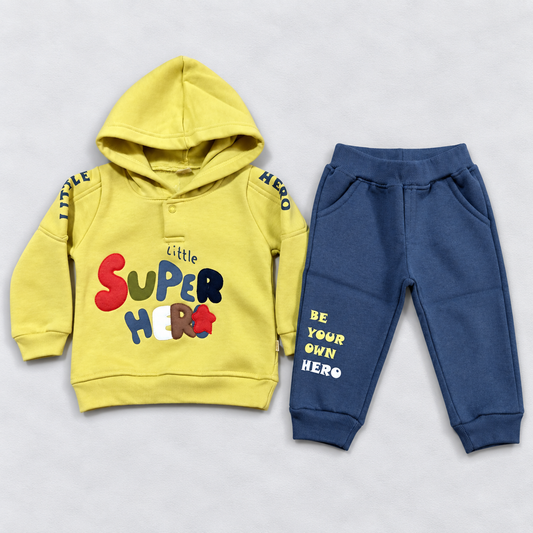 Krunchy Kids Winter Hooded Sweatshirt & Pant Thermal Set – Super Hero