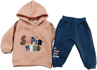 Baby Super Hero Fleece Hoodie with Pant - Pink