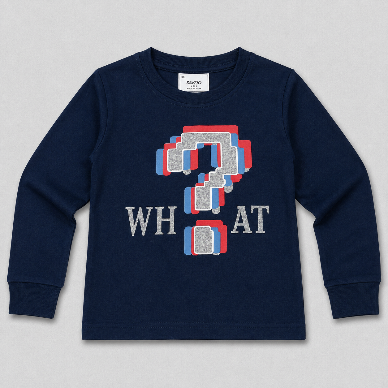 Boys Navy Blue Full Sleeve Printed T-Shirt | Casual Kids Wear