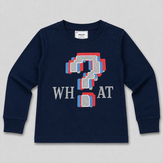 Boys Navy Blue Full Sleeve Printed T-Shirt | Casual Kids Wear
