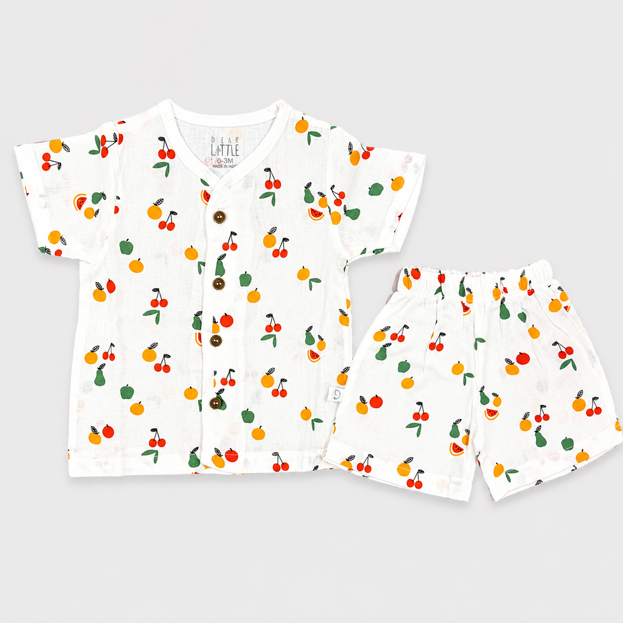 Dear Little Muslin Cotton Baby Co-ord Set | Soft Baby Shirt & Shorts | Cutypi