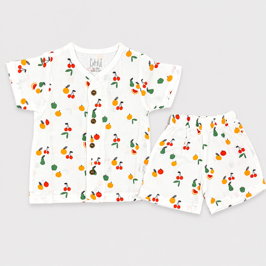 Dear Little Muslin Cotton Baby Co-ord Set | Soft Baby Shirt & Shorts | Cutypi
