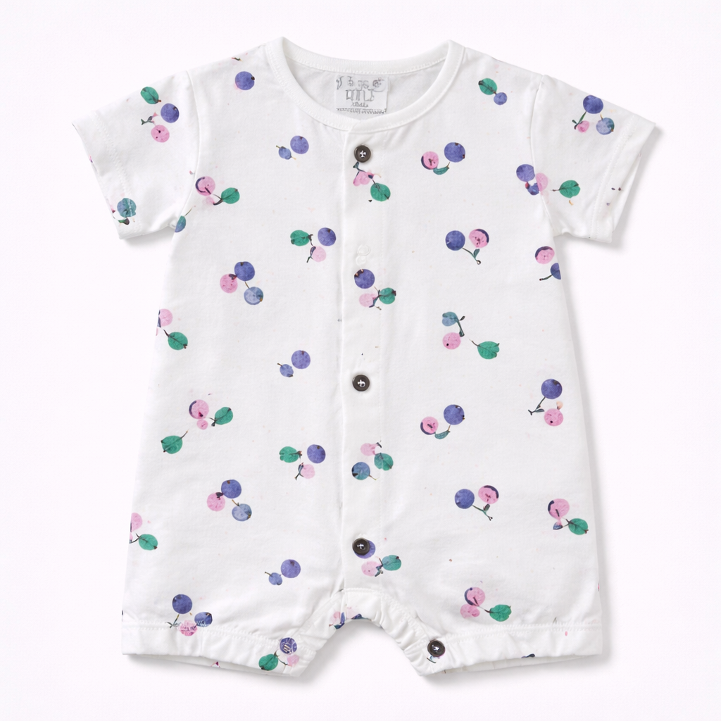 Baby Printed Cotton Romper Short Sleeve Snap Button Onesie