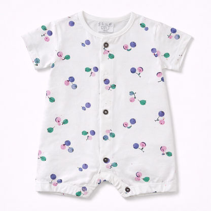 Baby Printed Cotton Romper Short Sleeve Snap Button Onesie
