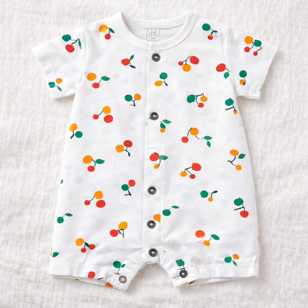 Dear Little Baby Printed Cotton Romper Short Sleeve Snap Button Onesie - Cutypi