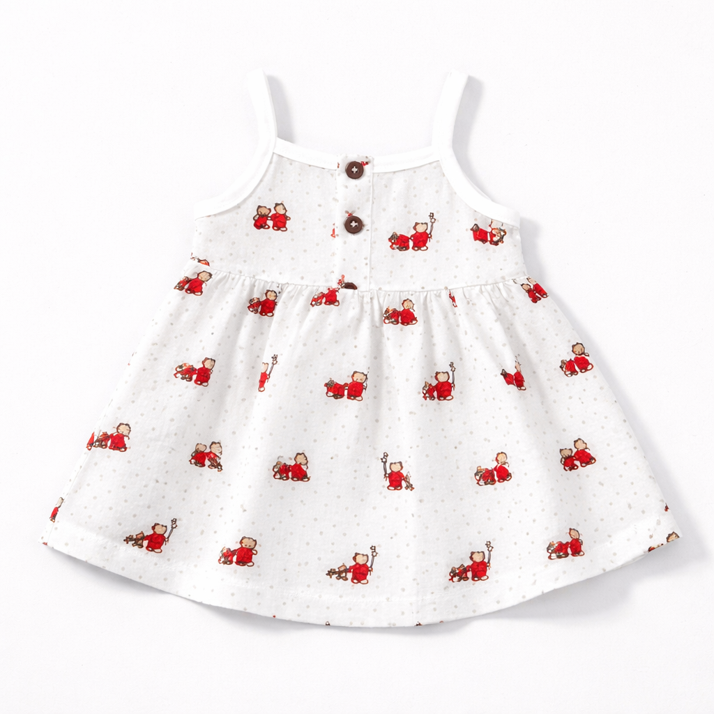 Dear Little Baby Girl Printed Cotton Dress White Sleeveless Summer Dress - Cutypi