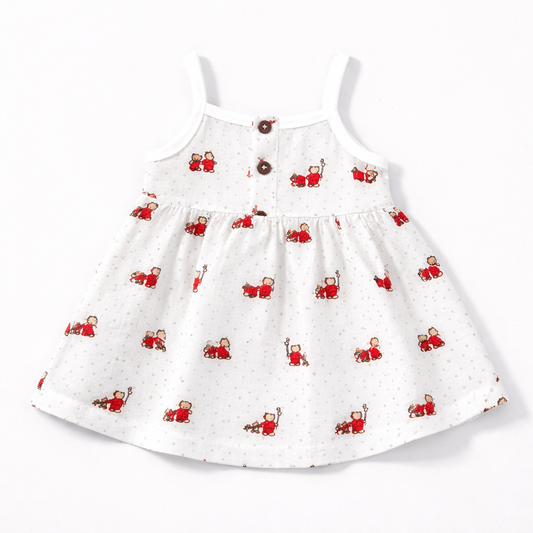 Baby Girl Printed Cotton Dress White Sleeveless Summer Dress