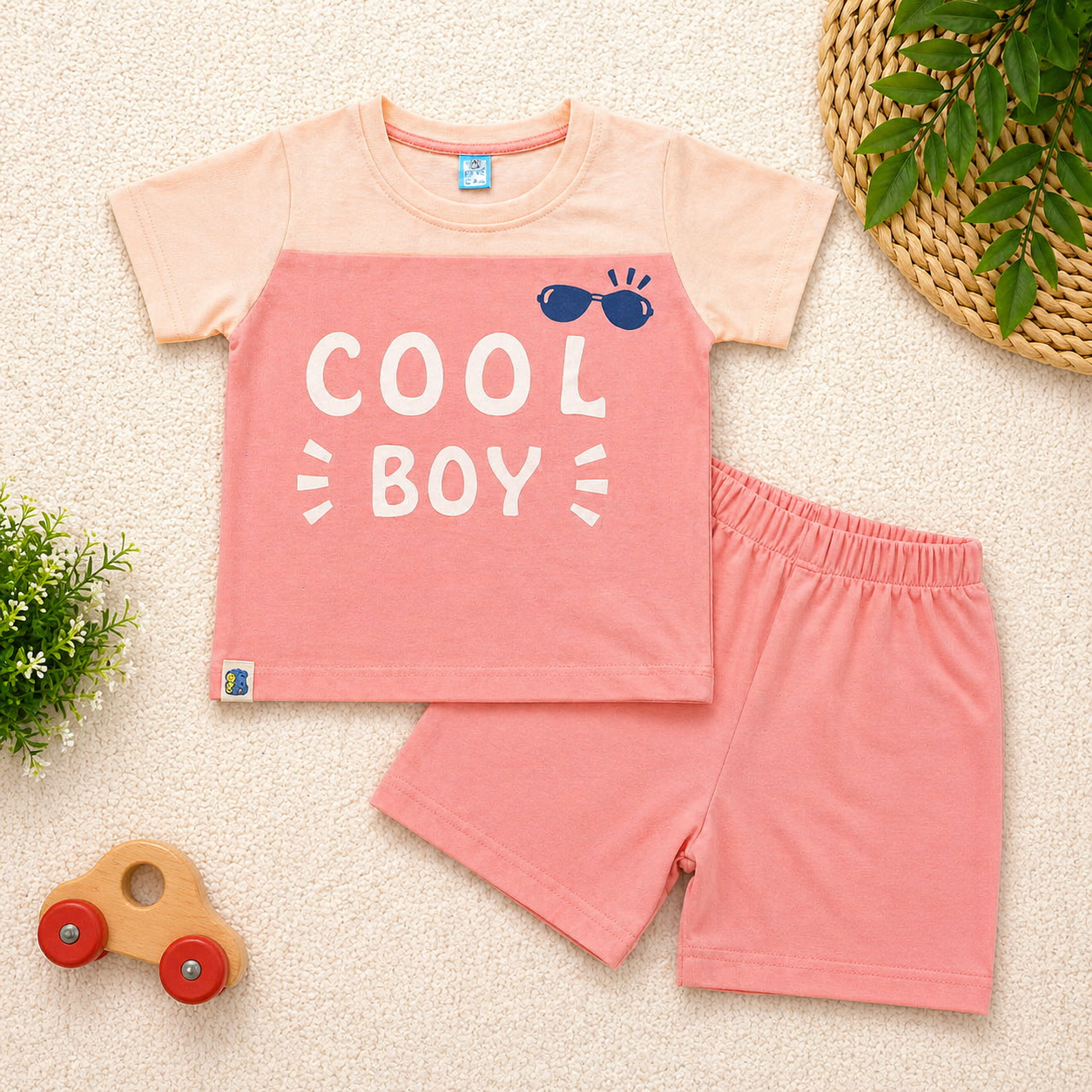 First Toy Baby Girls Cotton T-Shirt and Shorts Set Pink Cool Boy Printed Summer Outfit  - Cutypi
