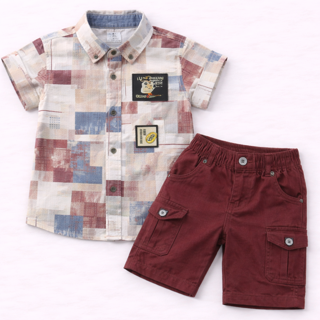 Bumblebee Baby Boys Printed Shirt & Shorts Set Cotton Casual Summer Outfit  - Cutypi