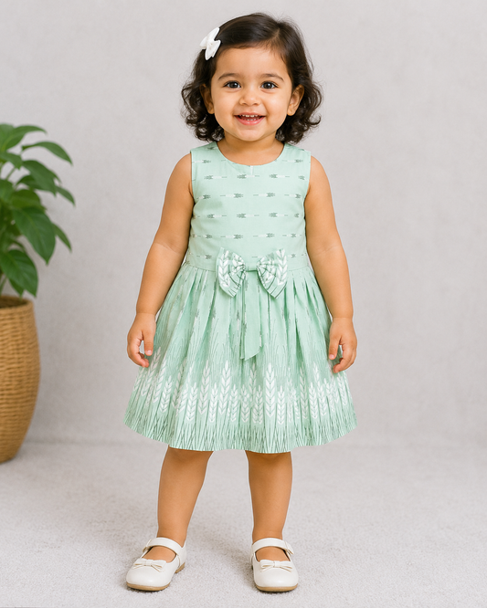 Baby Day Girls Mint Green Sleeveless Cotton Dress