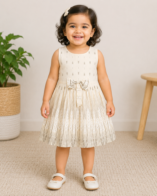 Baby Girls Cream Sleeveless Cotton Dress