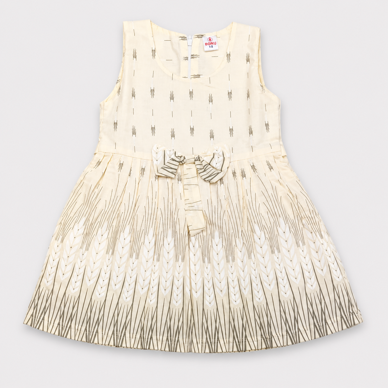 Baby Girls Cream Sleeveless Cotton Dress | Casual Party Wear Dress for Kids | Cutypi