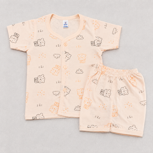 Natkhat Baby Boys Cotton Print Top & Shorts Set | Cat Print