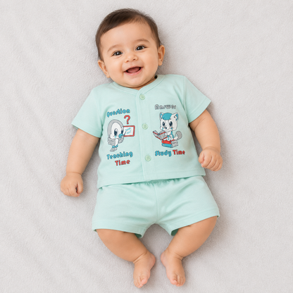 Natkhat Baby Boys Printed T-Shirt & Shorts Set | Cartoon Outfit | Cutypi.com