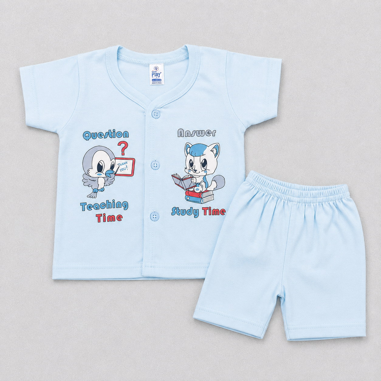 Natkhat Baby Boys Printed T-Shirt & Shorts Set | Cartoon Outfit