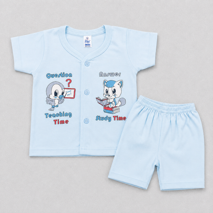Natkhat Baby Boys Printed T-Shirt & Shorts Set | Cartoon Outfit