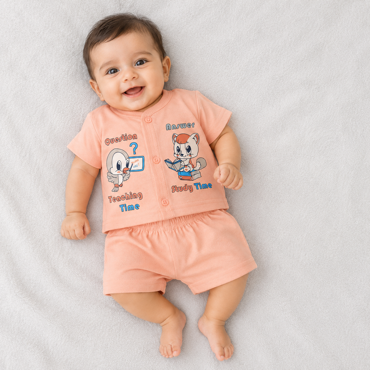 Natkhat Baby Boys Printed T-Shirt & Shorts Set | Casual Cotton Outfit | Cutypi.com