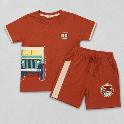 Krunchy Boys T-Shirt & Shorts Set | Printed Casual Outfit