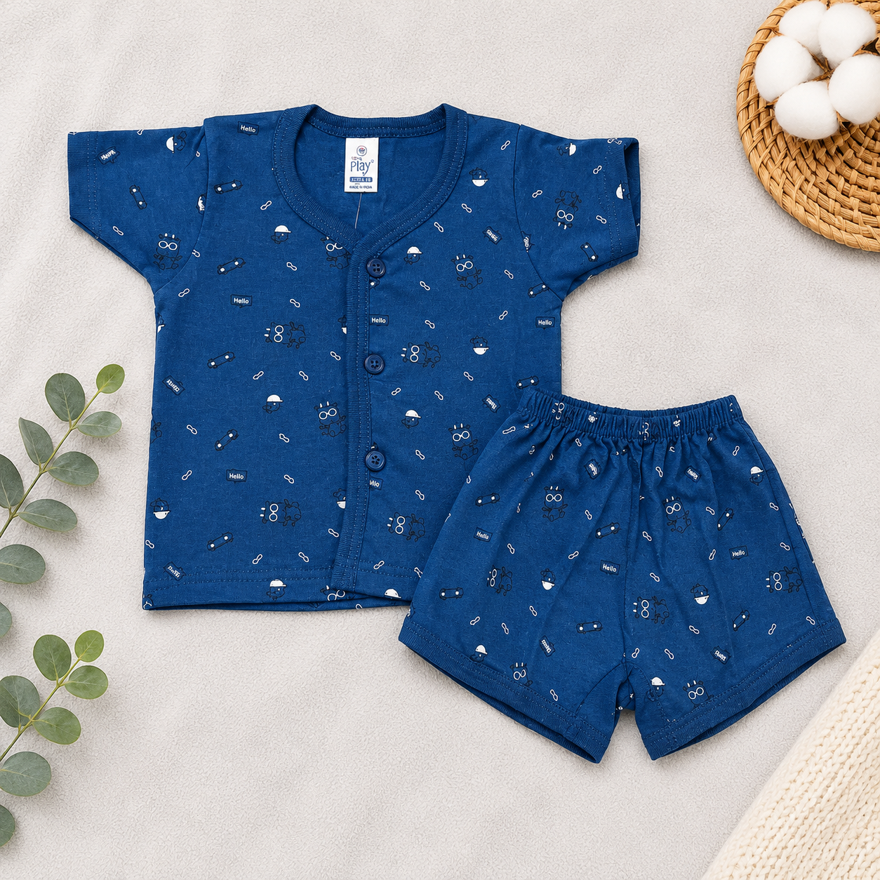 Newborn Baby Cotton Clothing Set Orange Printed Top & Shorts Set for Infants