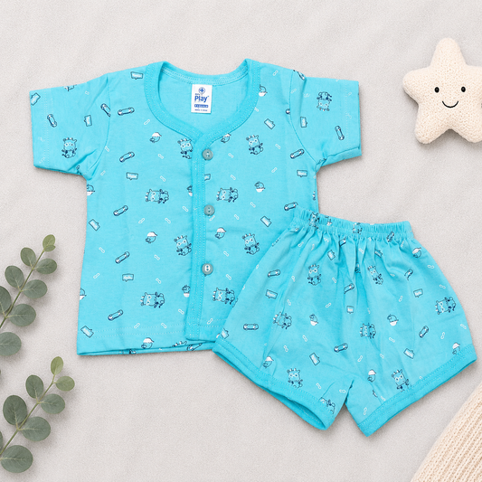 Newborn Baby Cotton Clothing Set Orange Printed Top & Shorts Set for Infants