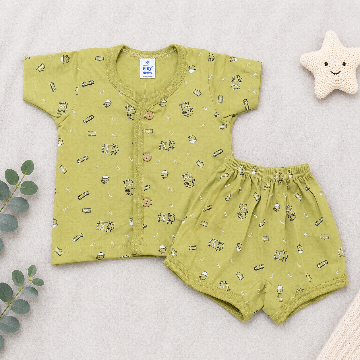 Newborn Baby Cotton Clothing Set Orange Printed Top & Shorts Set for Infants