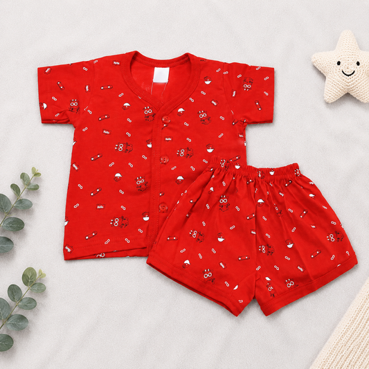 Newborn Baby Cotton Clothing Set Orange Printed Top & Shorts Set for Infants