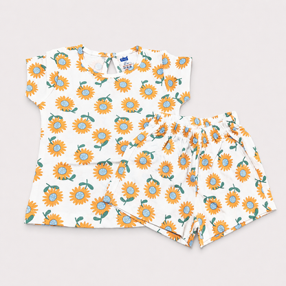 Simply Girls Orange Floral Print Top & Shorts Set | Casual Summer Outfit
