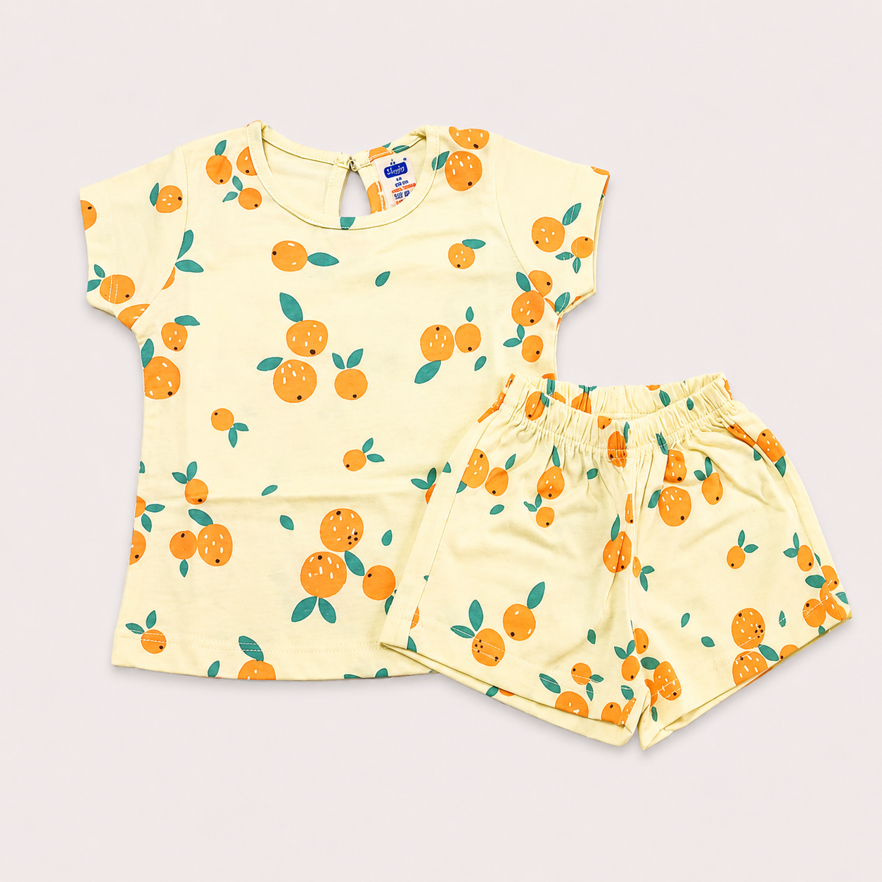 Simply Girls Yellow Orange Print Top & Shorts Set | Casual Summer Outfit