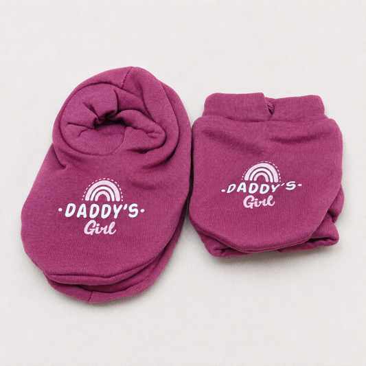 Simply Newborn Baby Cotton Mittens and Booties Set Daddy's Girl Print