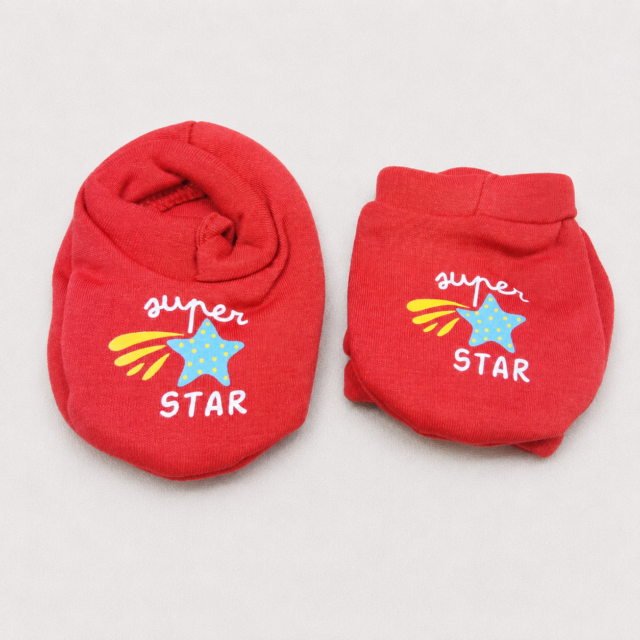 Simply Newborn Baby Cotton Mittens and Booties Set Super Star Print