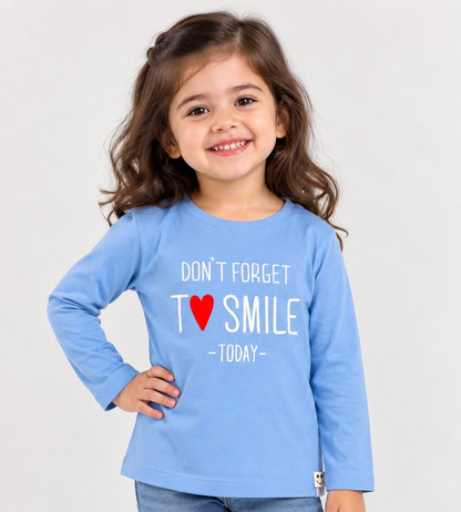 OlioKids Girls Full Sleeve Printed T-Shirt | Sky Blue Kids Top | Cutypi