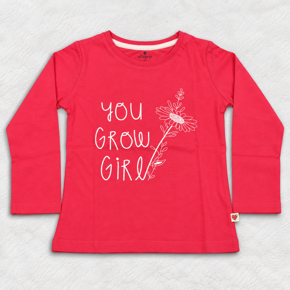 OlioKids Girls Full Sleeve Printed T-Shirt | Pink Kids Top