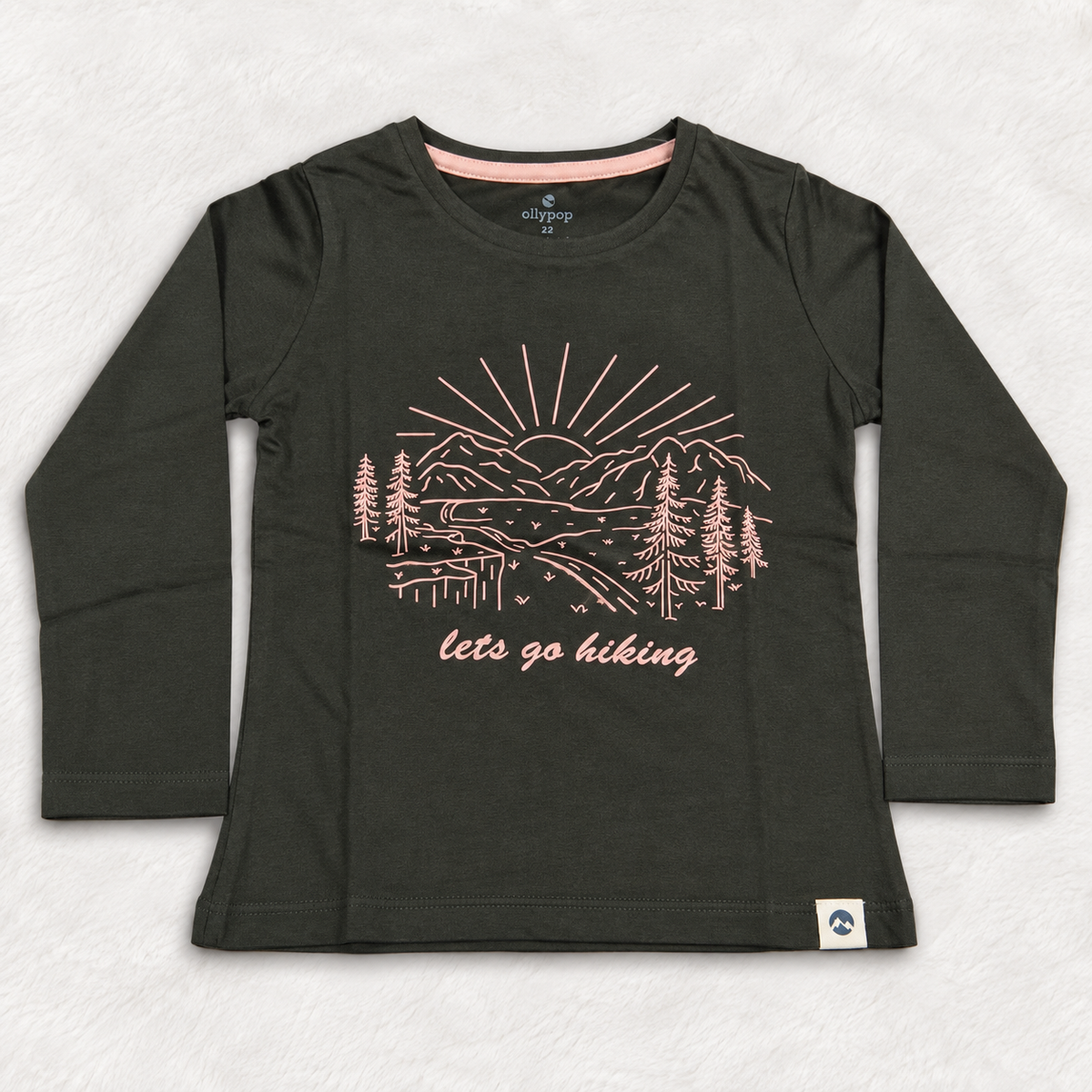 OlioKids Girls Full Sleeve Printed T-Shirt | Green Kids Top