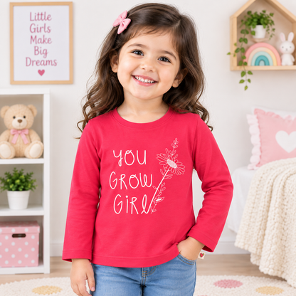 OlioKids Girls Full Sleeve Printed T-Shirt | Pink Kids Top | Cutypi
