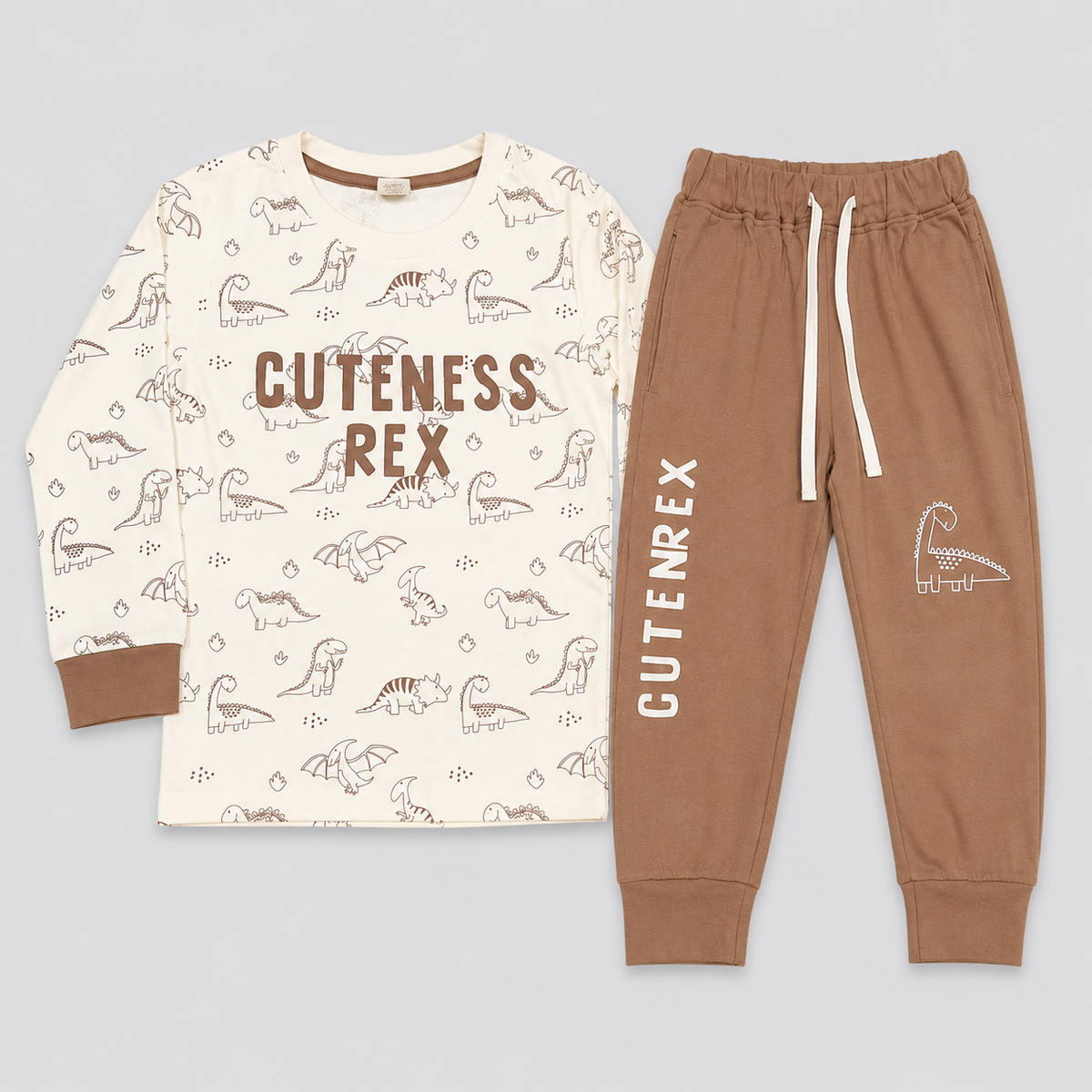 Krunchy Kids Cotton T-Shirt & Jogger Pants Set | Dinosaur Co-ord | Cutypi