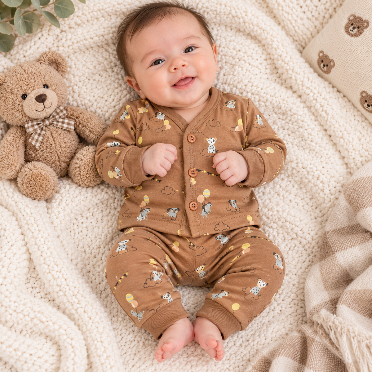 Krunchy Newborn Baby Boys Printed T-Shirt & Jogger Set | Cotton Baby Wear | Cutypi
