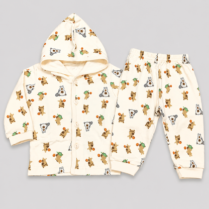 Krunchy Baby Boys Teddy Bear Printed Hoodie & Jogger Set | Kids Wear
