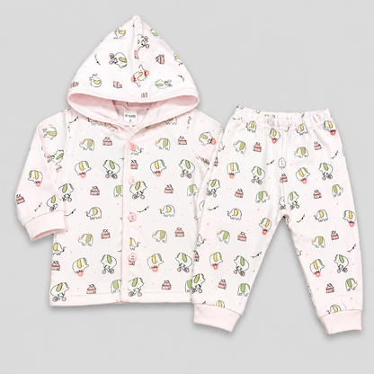 Krunchy Baby Elephant Printed Hoodie & Jogger Set | Kids Wear