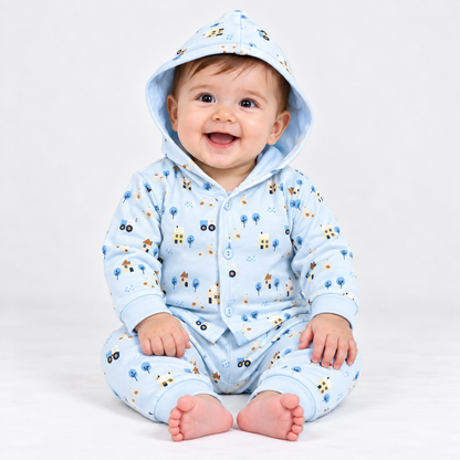 Krunchy Baby Boys Printed Hooded Jacket & Jogger Set | Kids Wear | Cutypi