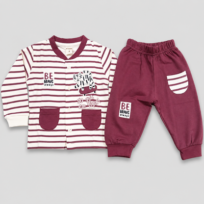 Krunchy Baby Boys Tiger Printed Full Sleeve T-Shirt & Jogger Set | Kids Wear