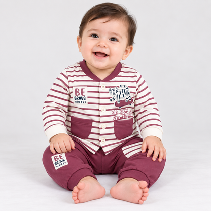 Krunchy Baby Boys Tiger Printed Full Sleeve T-Shirt & Jogger Set | Kids Wear | Cutypi