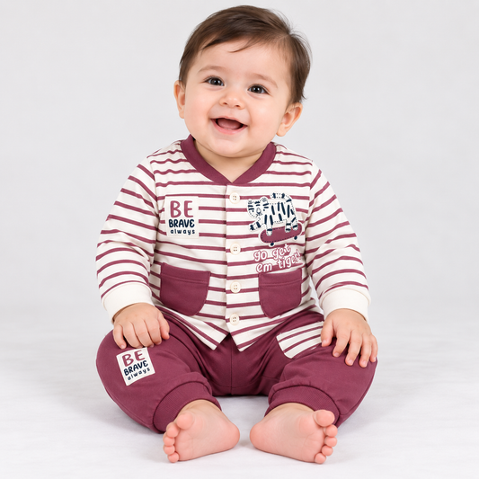 Krunchy Baby Boys Tiger Printed Full Sleeve T-Shirt & Jogger Set | Kids Wear | Cutypi